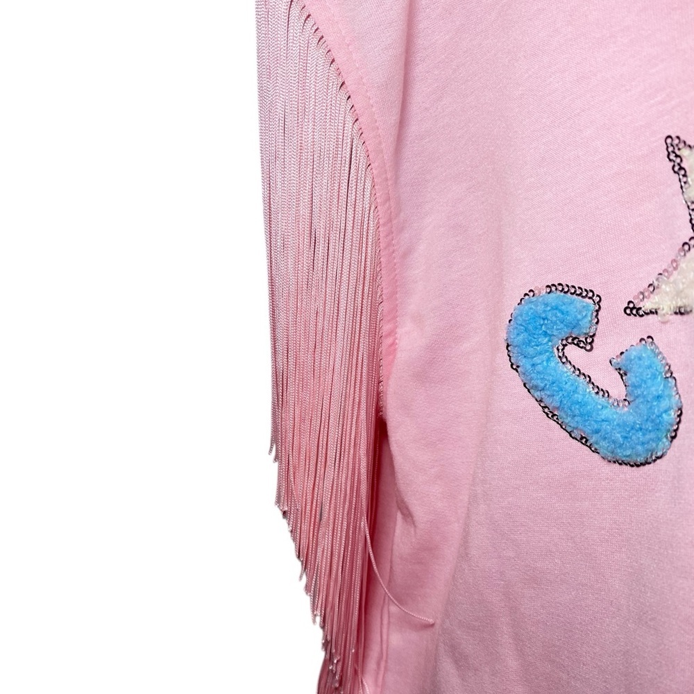 Main Strip Pink Cowgirl Fringe Cropped Top - Picture 5 of 13